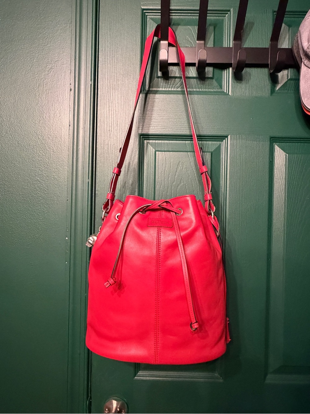 Alexander McQueen Red Leather Drawstring Shoulder Bucket Bag